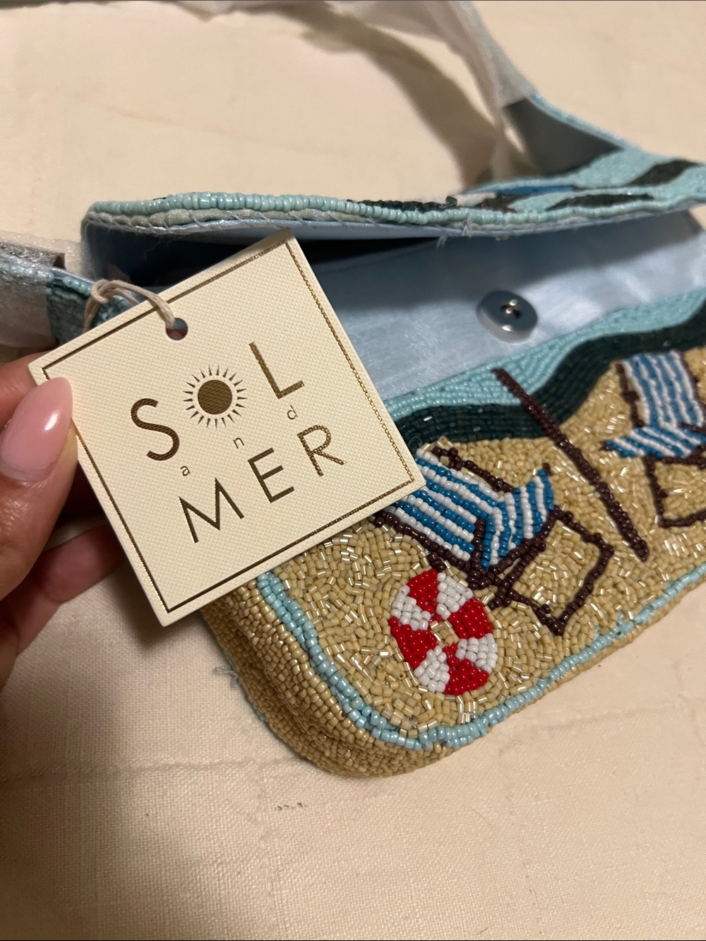 Sol & Mer Beaded Beach Scene Shoulder Bag - Picture 12 of 13